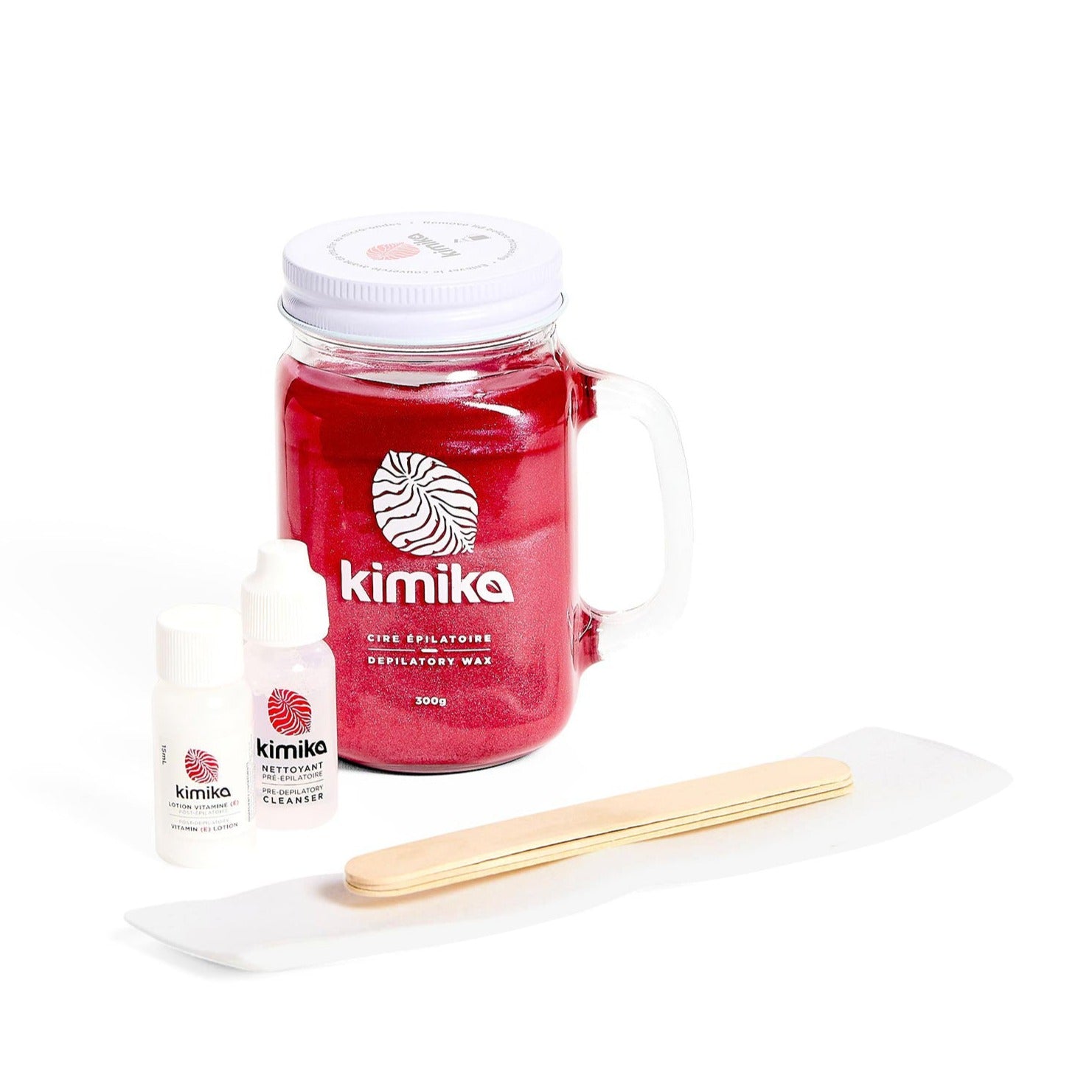 Kimika | Éclat de framboise : Kit de cire chaude pour le visage et le corps