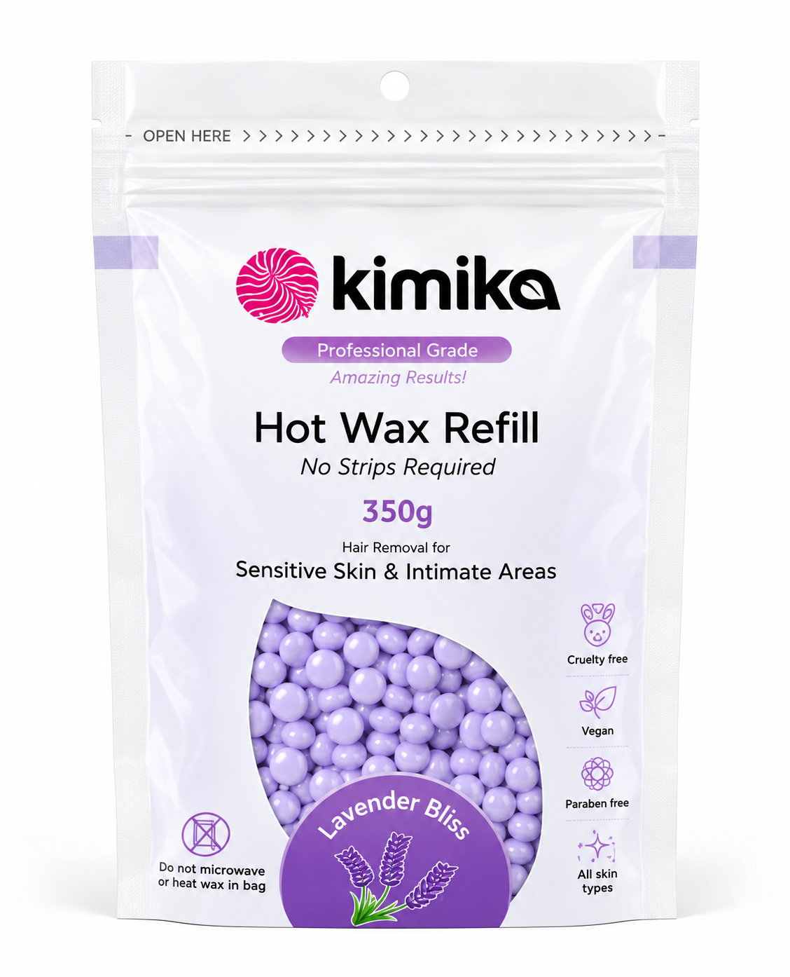 Kimika | Lavender Bliss Hot Wax for Sensitive Skin & Intimate Areas