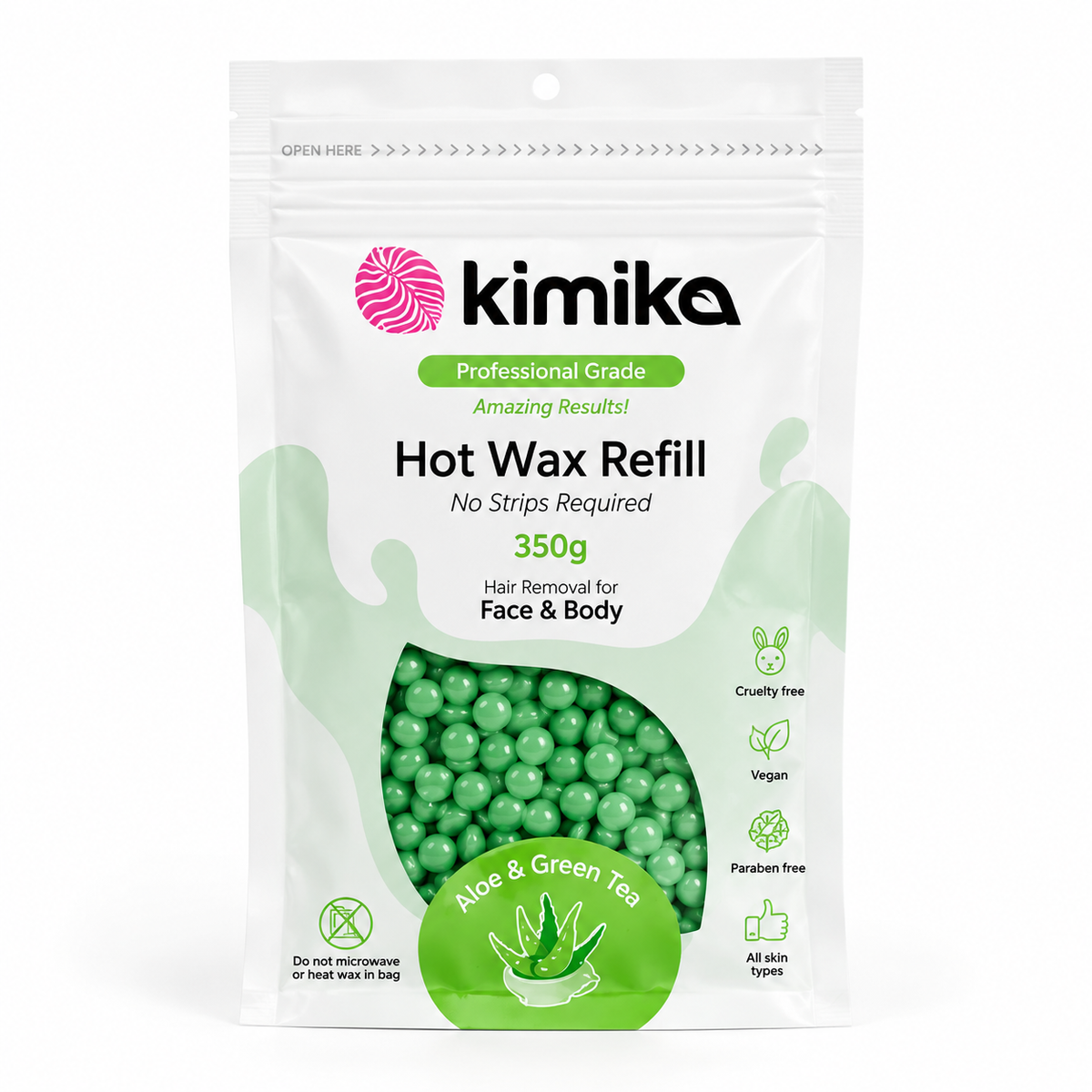 Kimika | Aloe &amp; Green Tea Hot Wax for Face &amp; Body